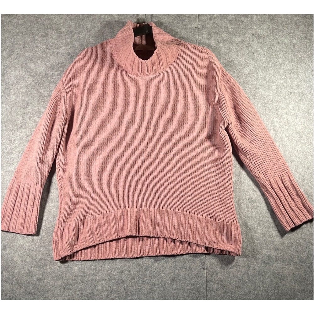 Philosophy Pink Chenille Ribbed Turtleneck Sweater Womens Medium Long Sleeve